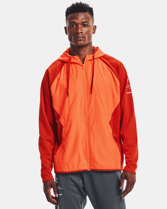 Men's Armour Fleece® Storm Full Zip Hoodie, Orange, pdpMainDesktop image number 0